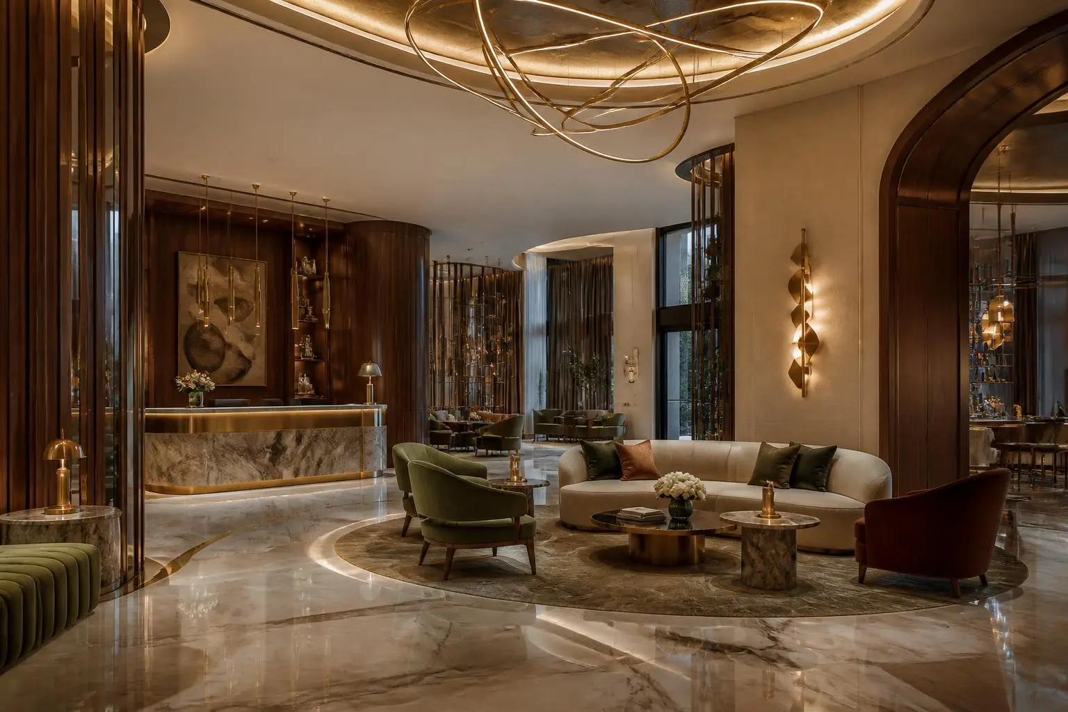 Lobby di hotel di lusso con arredi su misura